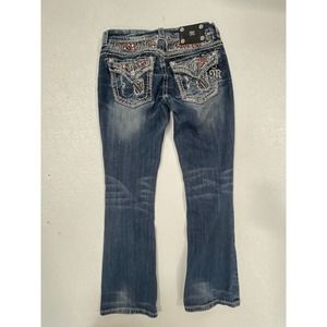 Miss Me Signature Boot Cut Jeans Flap Pocket Sz 28 Embellished Embroidered